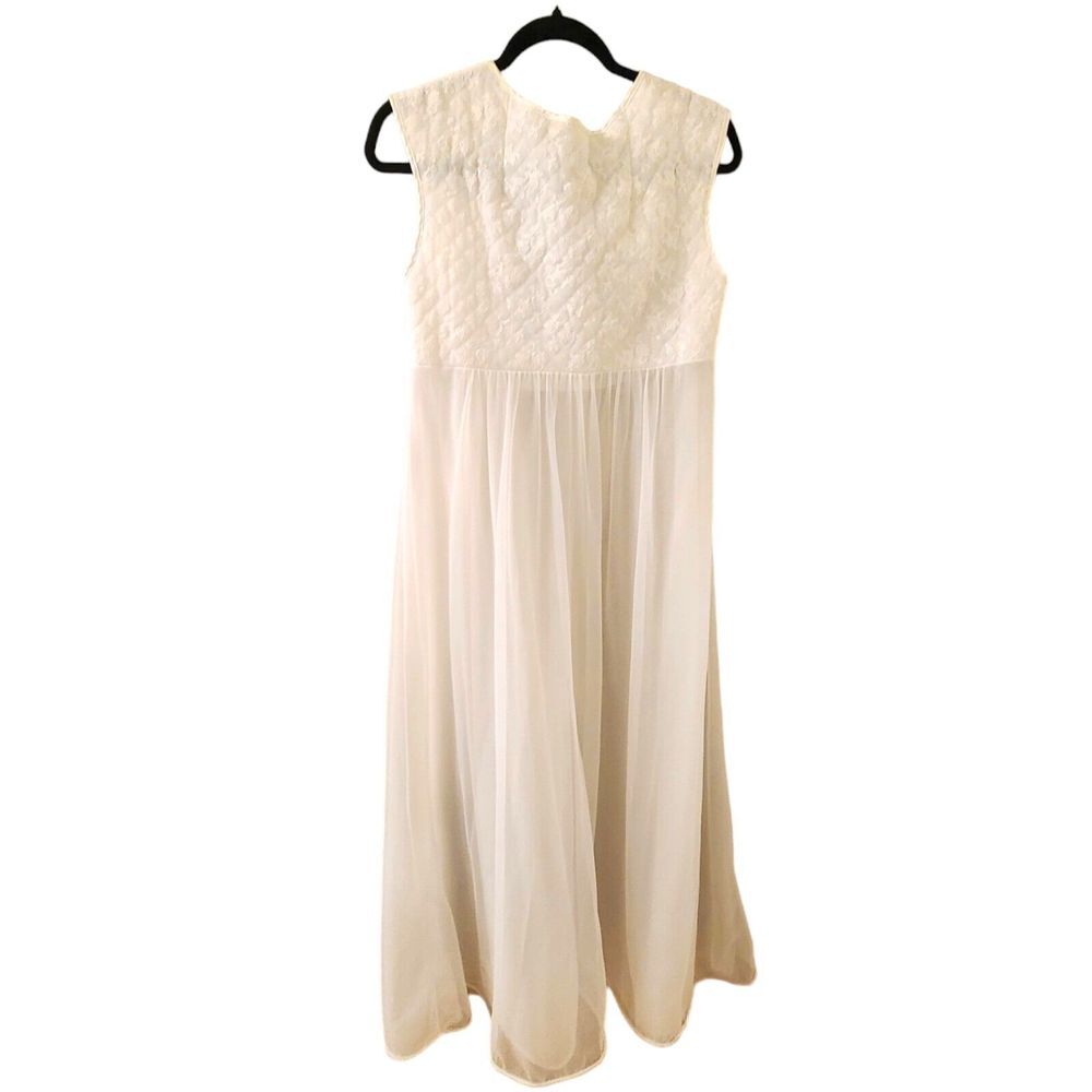 Vintage Gotham Gold Stripe Nightgown Lace 1950s Ankle To Floor Length Sz 34 - Picture 4 of 9